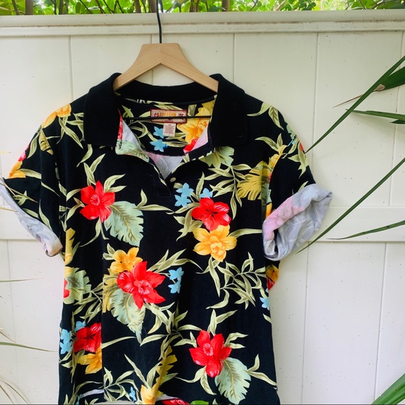 vintage vsco 90s Hawaiian crop polo tee - Picture 4 of 8